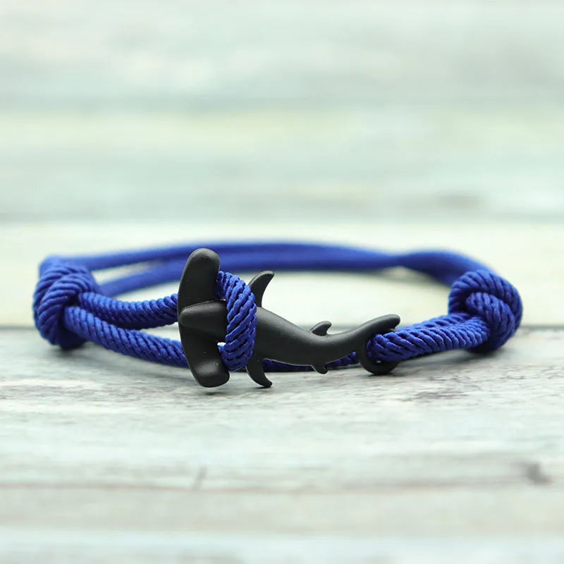 Handgefertigtes, verstellbares Armband mit Meeres-Tier-Symbolen, Doppellagiges Seil, Surfer-Style