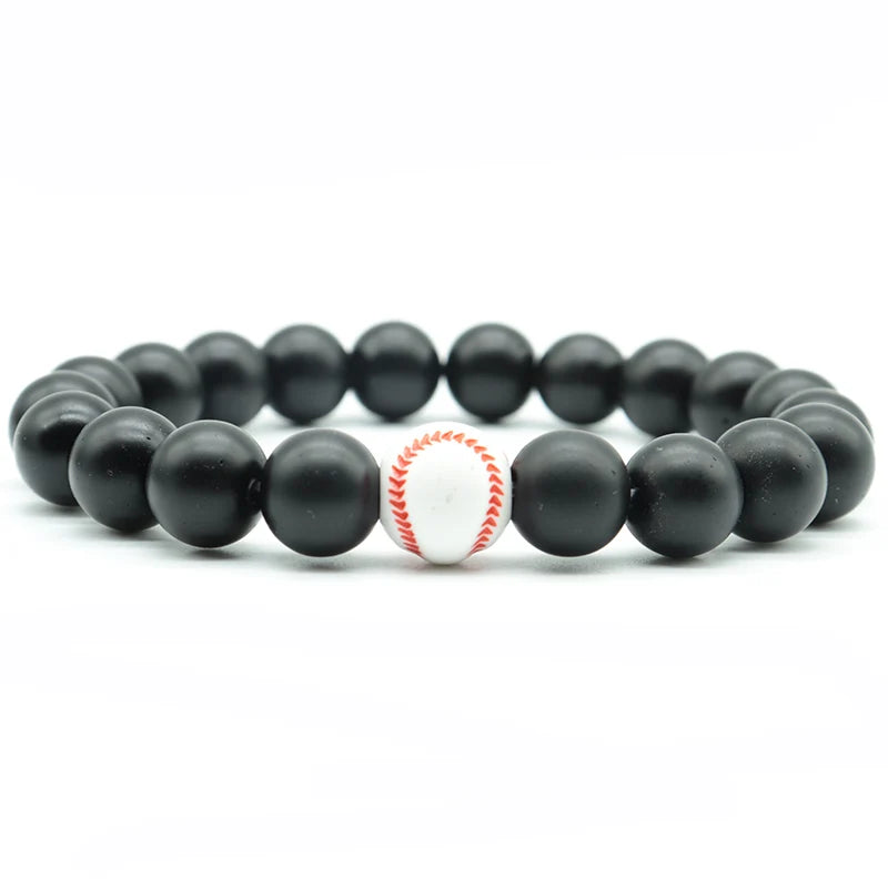 Minimalistisches Armband – 10mm Naturstein, Basketball, Fußball Armband, Beads, Liebe Geschenk