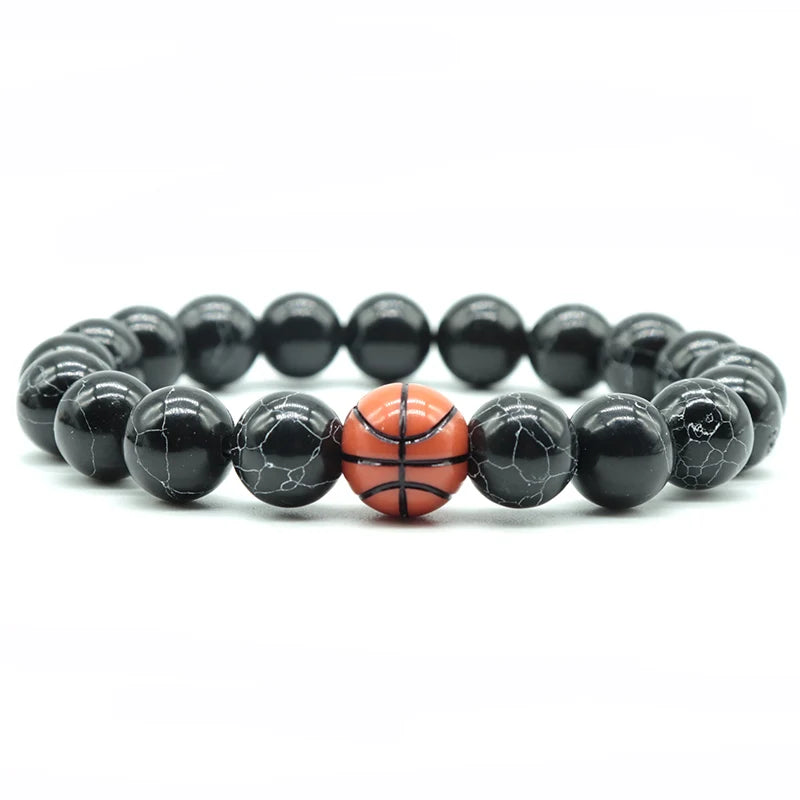 Minimalistisches Armband – 10mm Naturstein, Basketball, Fußball Armband, Beads, Liebe Geschenk