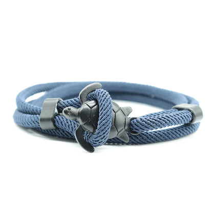 Armband mit Meerestier-Schildkröte – Multilayer, Verstellbar, Seil-Armband, Nautisches Zubehör