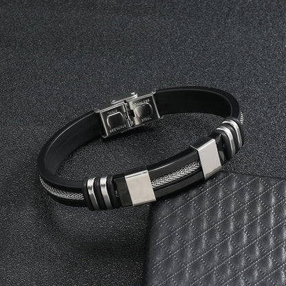 Lederarmband – Abnehmbarer Edelstahlverschluss, Punk-Stil & Schlangenkette