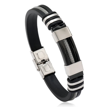 Lederarmband – Abnehmbarer Edelstahlverschluss, Punk-Stil & Schlangenkette