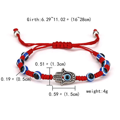 Türkisches Böser Blick Armband – Handgewebtes Verstellbares Fadenarmband mit Fatima Hand Symbol, Klassisches Design