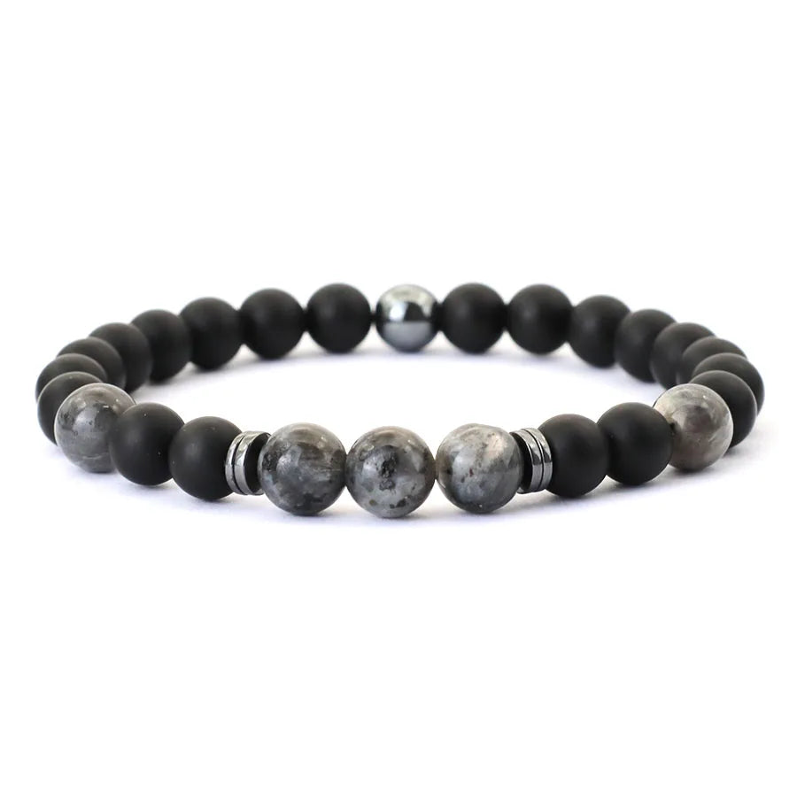 Handgefertigtes Armband – 8mm Onyx & Tigerauge, Hämatit Heilstein