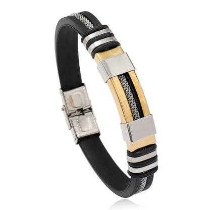 Lederarmband – Abnehmbarer Edelstahlverschluss, Punk-Stil & Schlangenkette