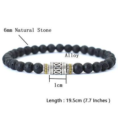 Minimalistisches 6mm Naturstein-Armband – Sanskrit, Yoga & Meditation, Rote Glücksperlen