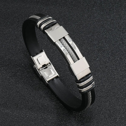 Lederarmband – Abnehmbarer Edelstahlverschluss, Punk-Stil & Schlangenkette