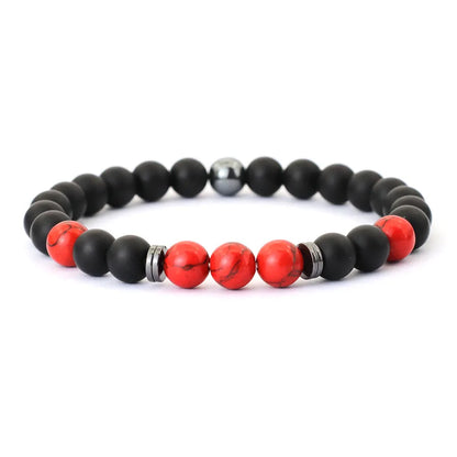 Handgefertigtes Armband – 8mm Onyx & Tigerauge, Hämatit Heilstein